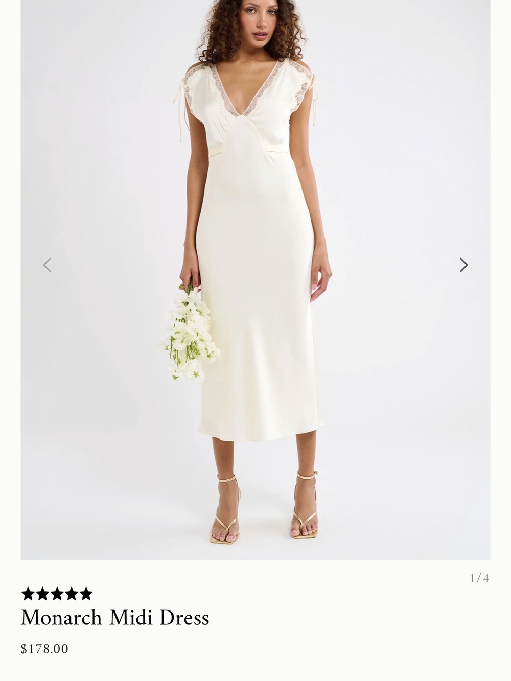 Rumored Monarch Lace-Trim Midi Dress in Ivory